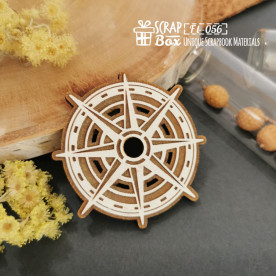 Дерев'яна фішка, Компас, Роза вітрів, 50х50 мм, ScrapBox