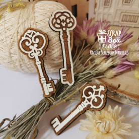 Набір дерев'яних фішок, Три візерункових ключа, 62х25 мм, ScrapBox