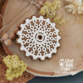 Дерев'яна фішка, Велика шестерня зі змійками, 51х51 мм, Scrapbox