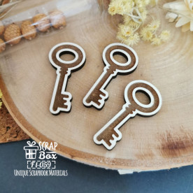 Набор деревянных фишек, Три маленьких ключа, 37х18 мм, ScrapBox