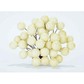 Калина лаковая, 12 мм, цвет кремовый, 1 веточка, 2 ягодки