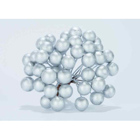 Калина лаковая, 12 мм, цвет серебро, 1 веточка, 2 ягодки