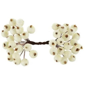 Калина декоративная в сахаре, белый, 1 веточка, 2 ягодки, 12мм