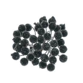 Калина декоративна в цукрі, чорний, 1 гілочка, 2 ягідки, 12мм