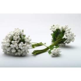 Тычинки с микробисером 8,5см цвет белый, букет 12шт