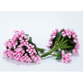 Тичинка з мікробісером 8,5см колір рожевий, букетик 12од