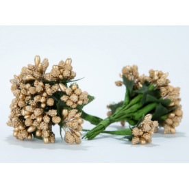 Тычинки с микробисером 8,5см цвет золотой, букет 12шт