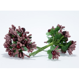 Тичинка з намистинкою, 8,5см, колір марсала, букетик 12од