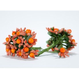 Тычинки с бусинкой, 8.5см, цвет оранжевый, букет 12шт