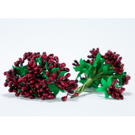 Тичинка з ягодками, 8,5см, колір бордовий, букетик 12од