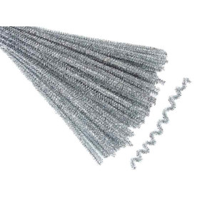 Синельная проволока, люрекс, серебристый, 6x300 мм