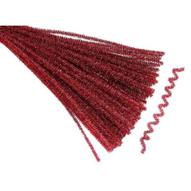 Синельная проволока, люрекс, красный, 6x300 мм