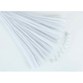 Синельная проволока, бархат, белый, 6x300 мм