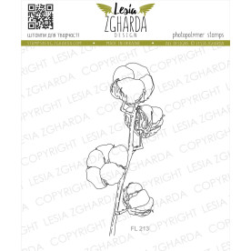 Штамп, Ветка хлопка, 8,5х4см, Lesia Zgharda