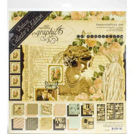 Набор бумаги для скрапбукинга Deluxe Collector's Edition - Le Romantique, 24 листа + наклейки + чипборд, 30х30 см, Graphic 45