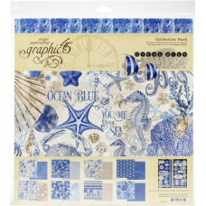 Набір паперу для скрапбукінгу Ocean blue, 16 листів + наліпки, 30х30см, Graphic 45