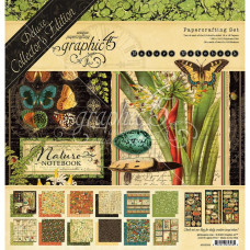 Набор бумаги для скрапбукинга Deluxe Collector's Edition - Natures Notebook, 24 листа + наклейки + чипборд, 30х30 см, Graphic 45