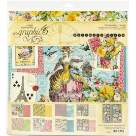 Набір паперу для скрапбукінгу Ephemera Queen, 16 аркушів + наклейки, 30х30 см, Graphic 45