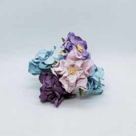 Набір гарденій фіолетового і блакитного кольорів, 6,5 см, 5 шт