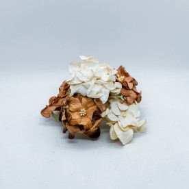 Набір декоративних квіток гарденії в коричневих тонах, 5 шт, 6,5 см