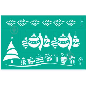 Трафарет багаторазовий самоклеючий, №3018, Новий рік, 13x20см, Rosa Talent