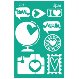 Трафарет багаторазовий самоклеючий, №2011, Love, 13х20см, Rosa Talent