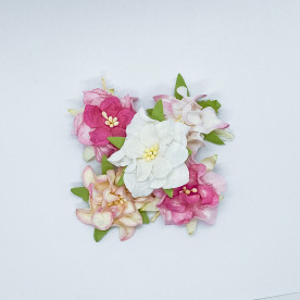 Набір квітів гарденії в рожевих тонах, 5 шт, 4 см