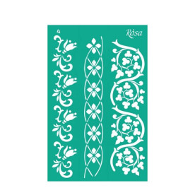 Трафарет багаторазовий самоклеючий, №4, Бордюрний, Квіти, 13х20см, Rosa Talent