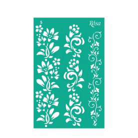 Трафарет многоразовый самоклеющийся, №5, Бордюрный, Цветы, 13х20см, Rosa Talent