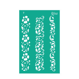Трафарет многоразовый самоклеющийся, №7, Цветы, Бордюрный 13х20см, Rosa Talent