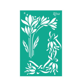 Трафарет многоразовый самоклеющийся, №8, Угловой, Цветы, 13х20см, Rosa Talent