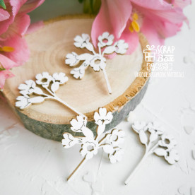 Чипборд четыре веточки Первоцвета, 4х3,5см, Scrapbox