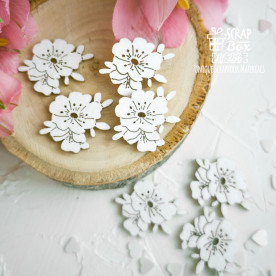Чипборд 8 цветочков шиповника, 2х2см, Scrapbox