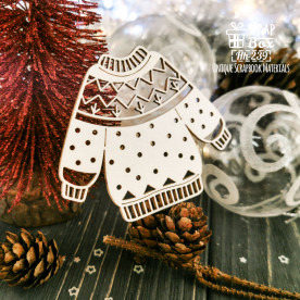 Чипборд свитер в горох, 71x60мм, Scrapbox