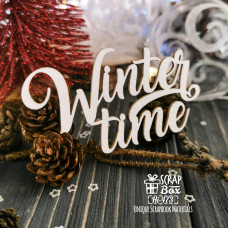 Чіпборд напис Winter time, 70x40мм, Scrapbox