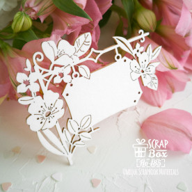 Чипборд вывеска с цветами, 9х7см, Scrapbox