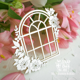 Чипборд окно с цветами, 7х9см, Scrapbox