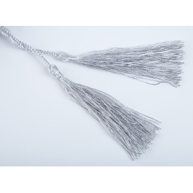 Кисточка декоративная, длина 8 см + 5см, серый цвет, 1шт
