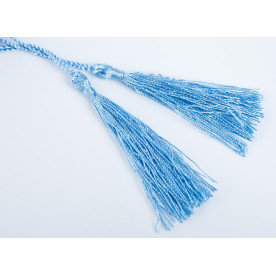 Кисточка декоративная, длина 8 см + 5см, небесный цвет, 1шт