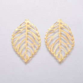 Декор-филигрань, 1 шт, Лист, золото, 44x26x0,4 мм