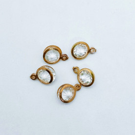 Подвеска, Круг с прозрачным камнем, 1 шт, 15х15 мм