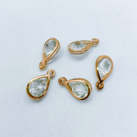 Подвеска, Капля с прозрачным камнем, 1 шт, 15х10 мм