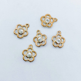 Подвеска, Цветок с прозрачным камнем, 1 шт, 15х15 мм