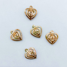 Підвіска, Закрите серце з прозорим каменем, 1 шт, 15х15 мм