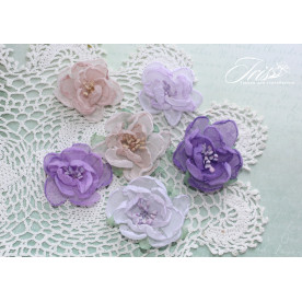 Набір квітів і декору, Royalty flowers Бузково-бежевий мікс, 40-50 мм, 6 шт, Iris