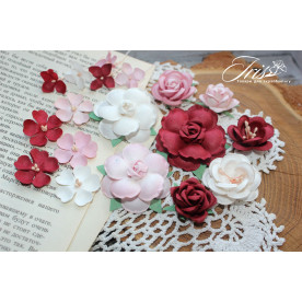 Набор цветов и декора, Марсала, 20-45 мм, 18 шт, Iris