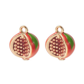 Підвіс з емаллю Об’ємний гранат, 11.5×10×6 мм, 1 шт.