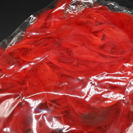 Декор міні Пір'ячко пухнасте, довжина пір'я 3-5 см, колір червоний, набір близько 50 шт