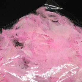 Декор міні Пір'ячко пухнасте, довжина пір'я 3-5 см, колір рожевий, набір близько 50 шт