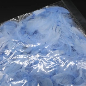 Декор мини Перышки пушистые, длина перьев 3-5 см, цвет голубой, около 50 штук